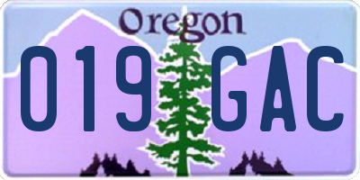 OR license plate 019GAC