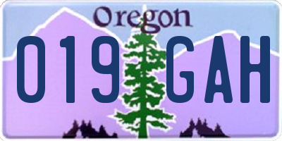 OR license plate 019GAH