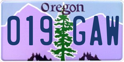 OR license plate 019GAW