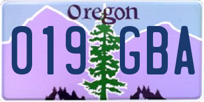 OR license plate 019GBA