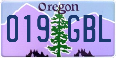 OR license plate 019GBL