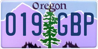OR license plate 019GBP