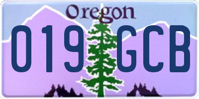 OR license plate 019GCB