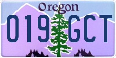 OR license plate 019GCT