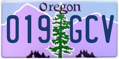 OR license plate 019GCV