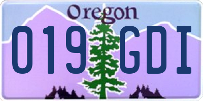 OR license plate 019GDI