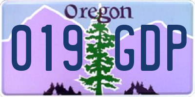 OR license plate 019GDP