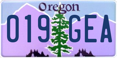 OR license plate 019GEA