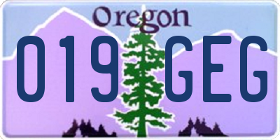 OR license plate 019GEG