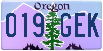 OR license plate 019GEK