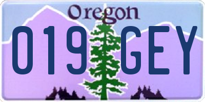 OR license plate 019GEY