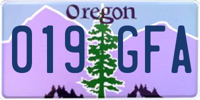 OR license plate 019GFA