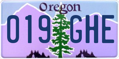 OR license plate 019GHE