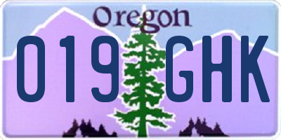 OR license plate 019GHK
