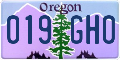OR license plate 019GHO
