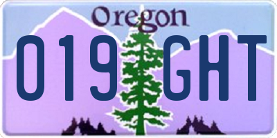 OR license plate 019GHT