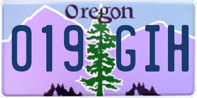 OR license plate 019GIH