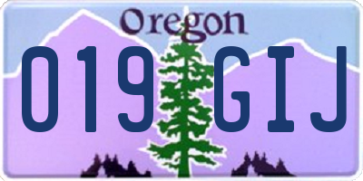 OR license plate 019GIJ