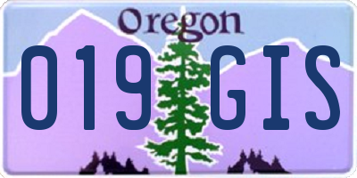 OR license plate 019GIS