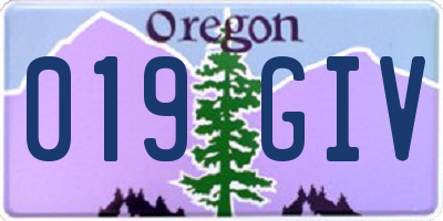 OR license plate 019GIV