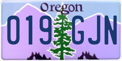 OR license plate 019GJN