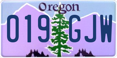 OR license plate 019GJW