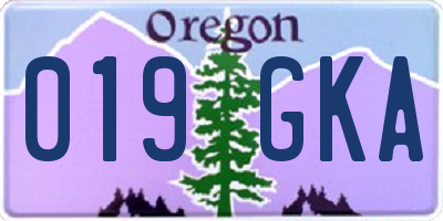 OR license plate 019GKA