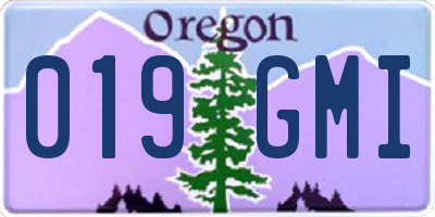 OR license plate 019GMI