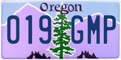 OR license plate 019GMP