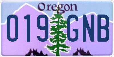 OR license plate 019GNB
