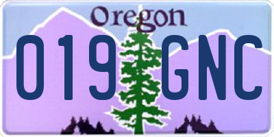 OR license plate 019GNC