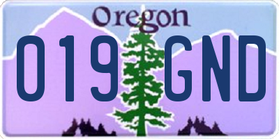 OR license plate 019GND