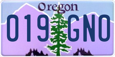 OR license plate 019GNO