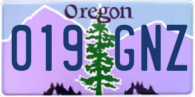 OR license plate 019GNZ