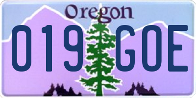 OR license plate 019GOE