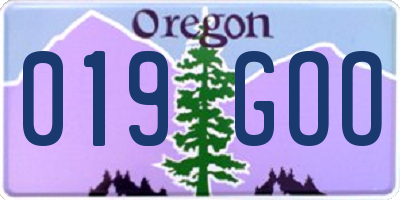 OR license plate 019GOO