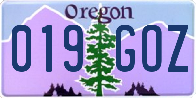 OR license plate 019GOZ