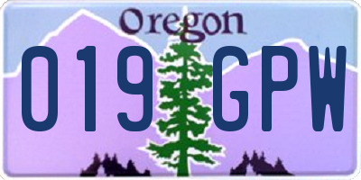 OR license plate 019GPW