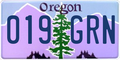 OR license plate 019GRN