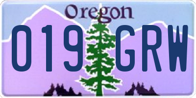 OR license plate 019GRW