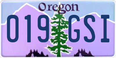 OR license plate 019GSI