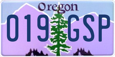 OR license plate 019GSP