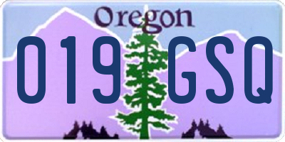OR license plate 019GSQ