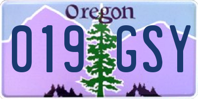 OR license plate 019GSY