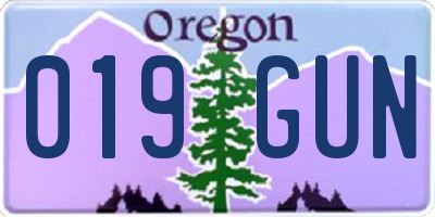 OR license plate 019GUN