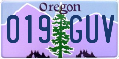 OR license plate 019GUV
