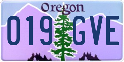 OR license plate 019GVE