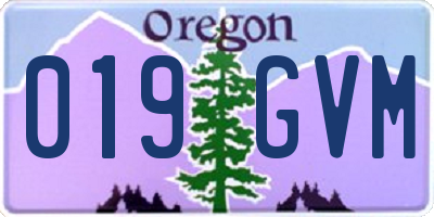 OR license plate 019GVM