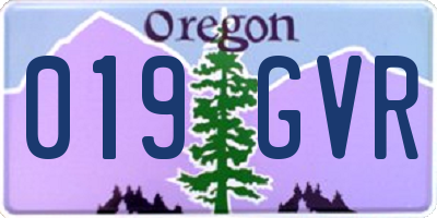 OR license plate 019GVR