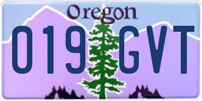 OR license plate 019GVT